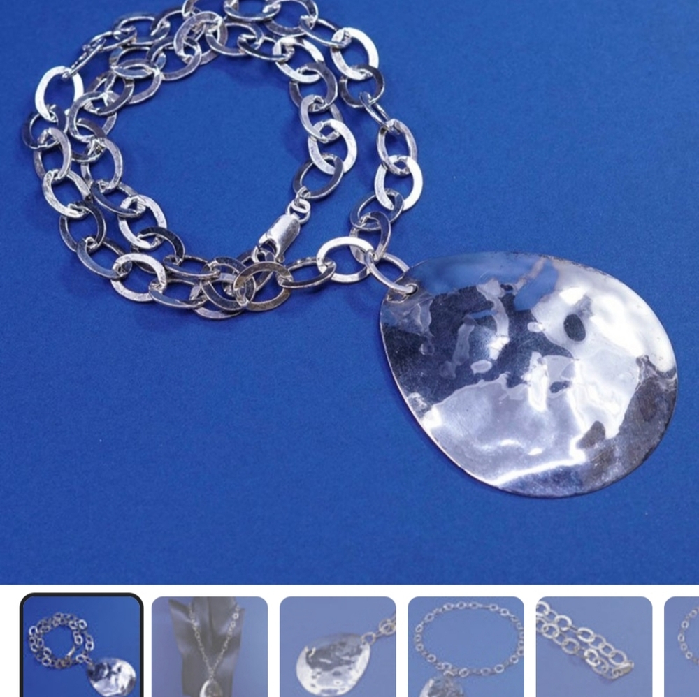 Silpada 18" 2mm Vintage Teardrop Hammered Pendant
